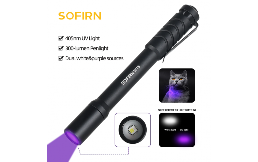 Sofirn SF15 (300 лм белый свет + УФ 395 нм, ААА)